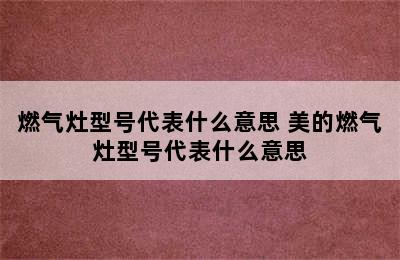 燃气灶型号代表什么意思 美的燃气灶型号代表什么意思